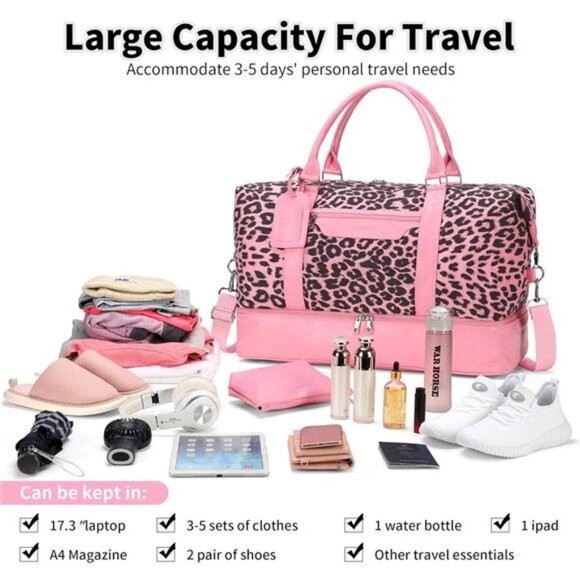 Weekender Bag For Women With Shoe Compartment LargeCapacity Travel Overnight Bag - Picture 2 of 7
